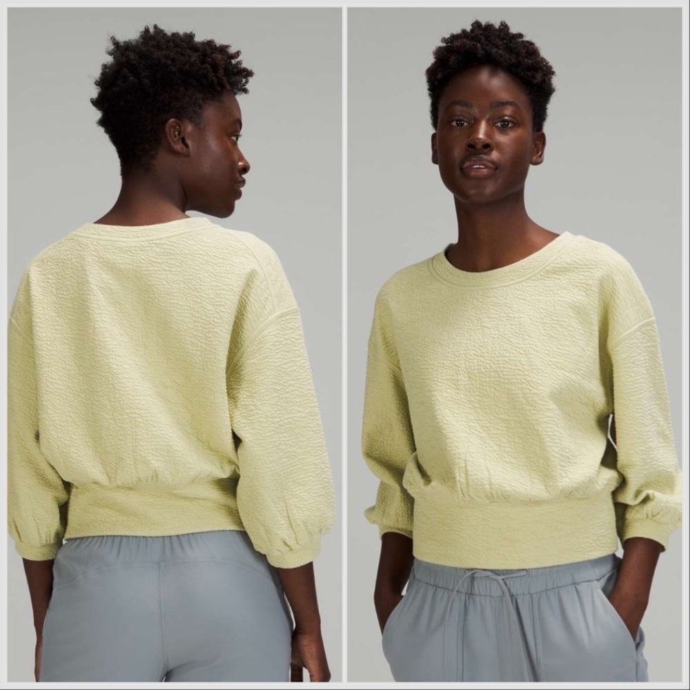 Lululemon Top Textured Crewneck Pullover Sweatshirt Dew Green Light Size 4 Small
